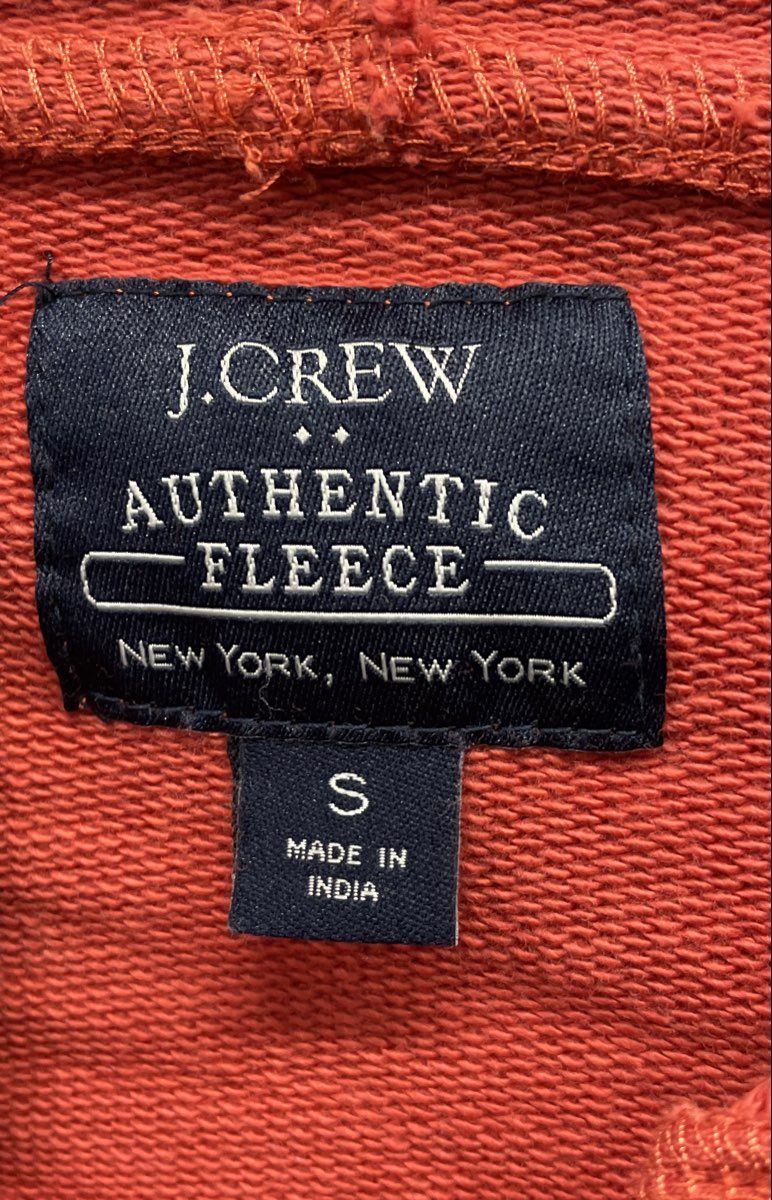 J. Crew Men's Red Authentic Fleece 100% Cotton Pullover Hoodie Sz S