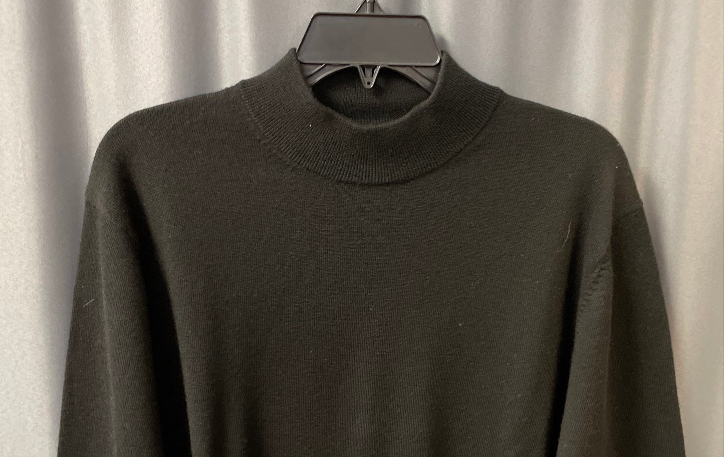 Brooks Brothers 346 Men's Black Extra Fine Merino Wool Mock Neck Sweater XL