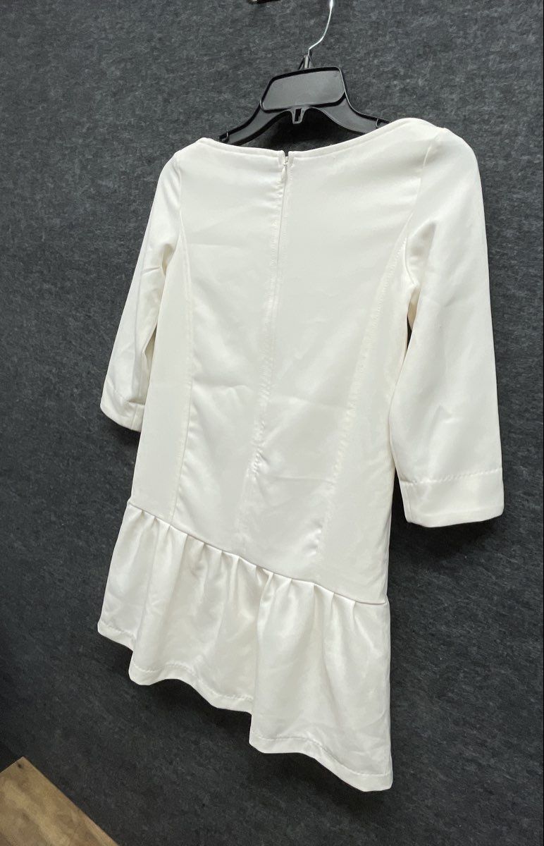 Victoria Beckham for Target Girls White Drop Waist Ruffle Hem Dress Sz L