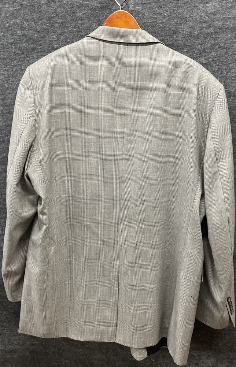 Jos A Bank Men's Grey Glen Check 100% Wool 3-Button Suit 46L Jacket 41L Pants