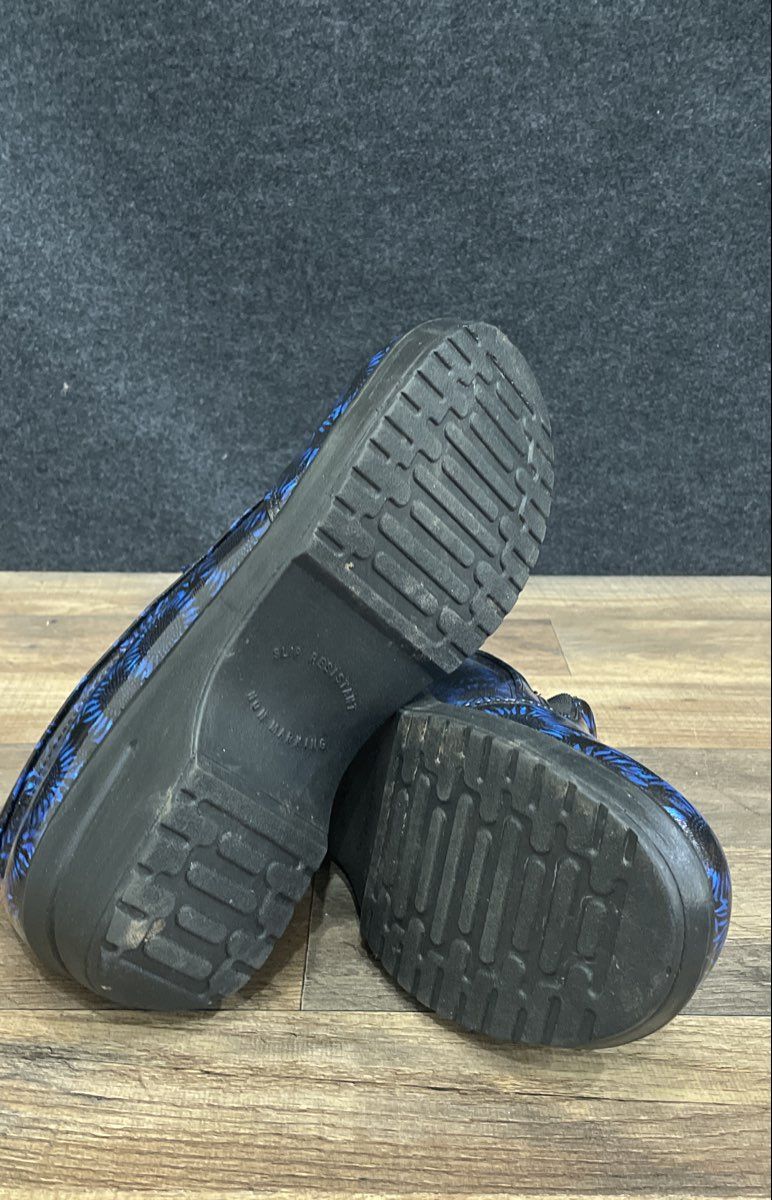 Easy Works by Easy Street Lyndee Black Blue Floral Slip Resistant Clogs Size 11