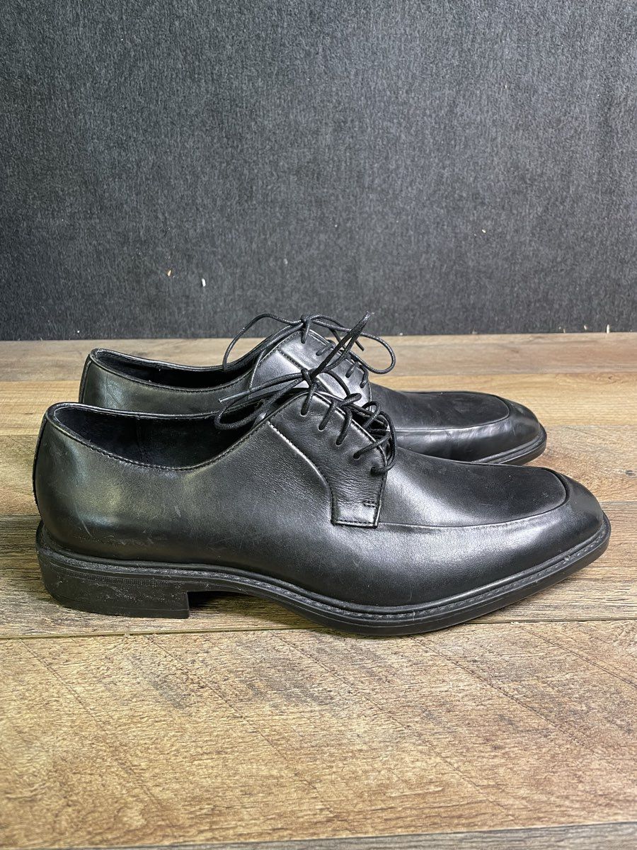 Kenneth Cole Style Out Black Leather Moc Toe Derby Dress Shoes Size 9.5