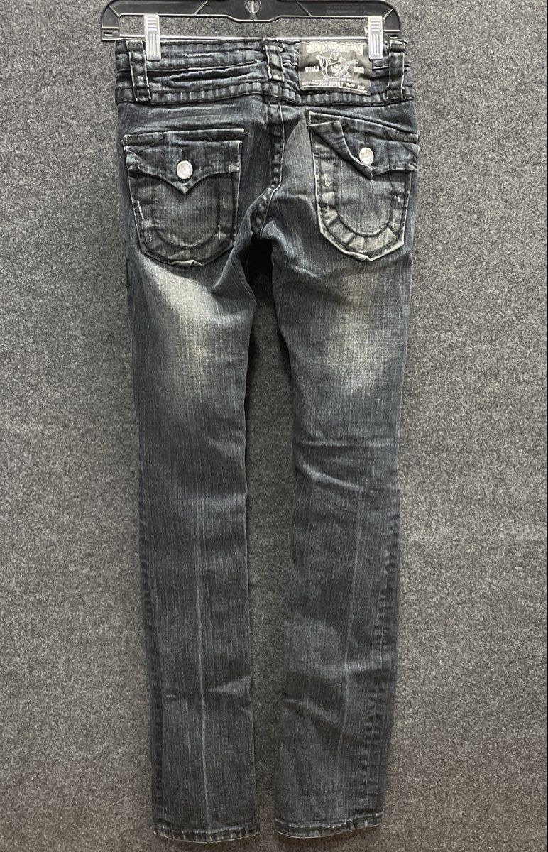 True Religion Women's Joey Super T Jeans Dark Wash Gray Bootcut Sz 27
