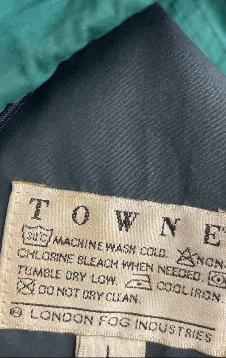 Vintage 90s Towne London Fog Hooded Utility Safari Jacket Teal Green Sz L REG