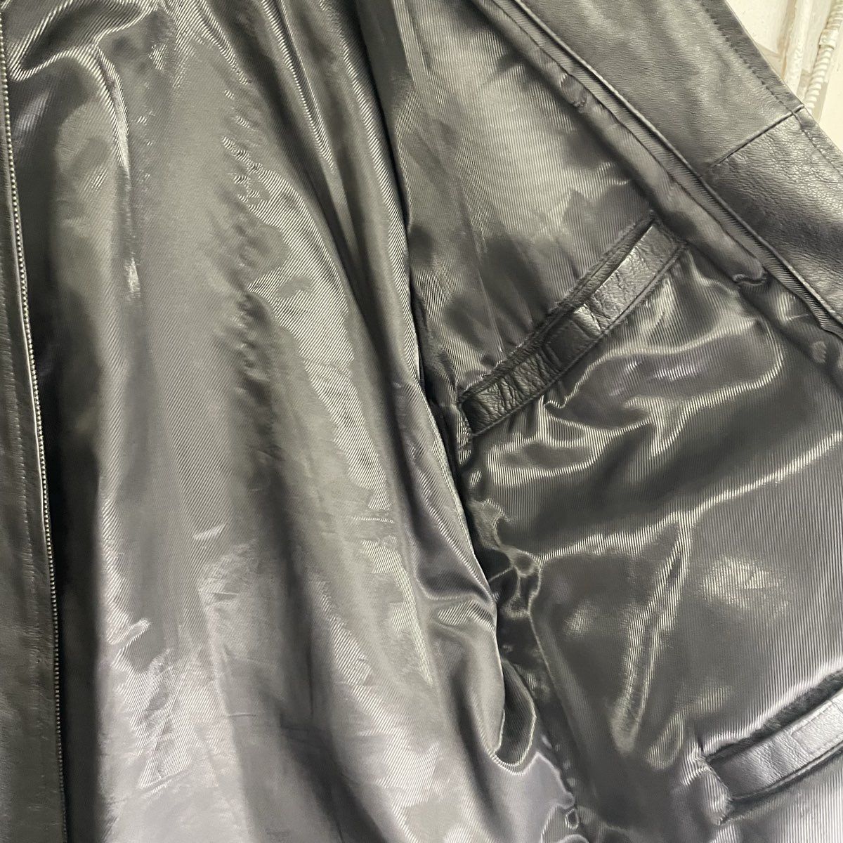 Saddlebread Men's Black Leather Full Zip Jacket Raglan Sleeves Size XL