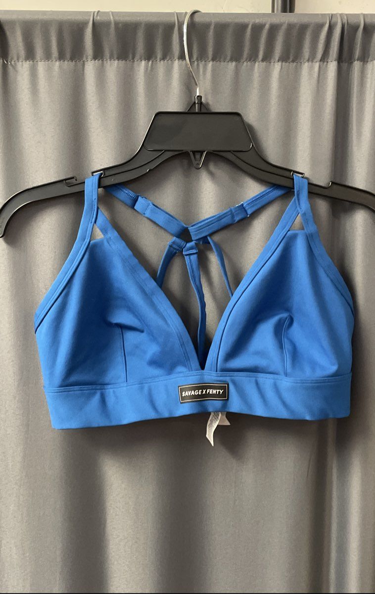 Savage x Fenty Women's Blue Workout Set Strappy Bra XL Leggings L