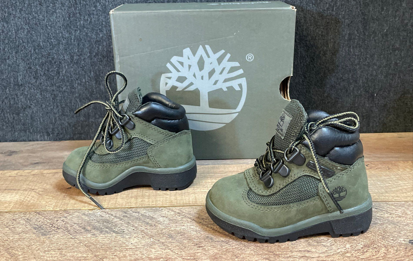 Timberland Field Boot Mid Dark Green Nubuck Toddler Boots Size 5 NIB DS