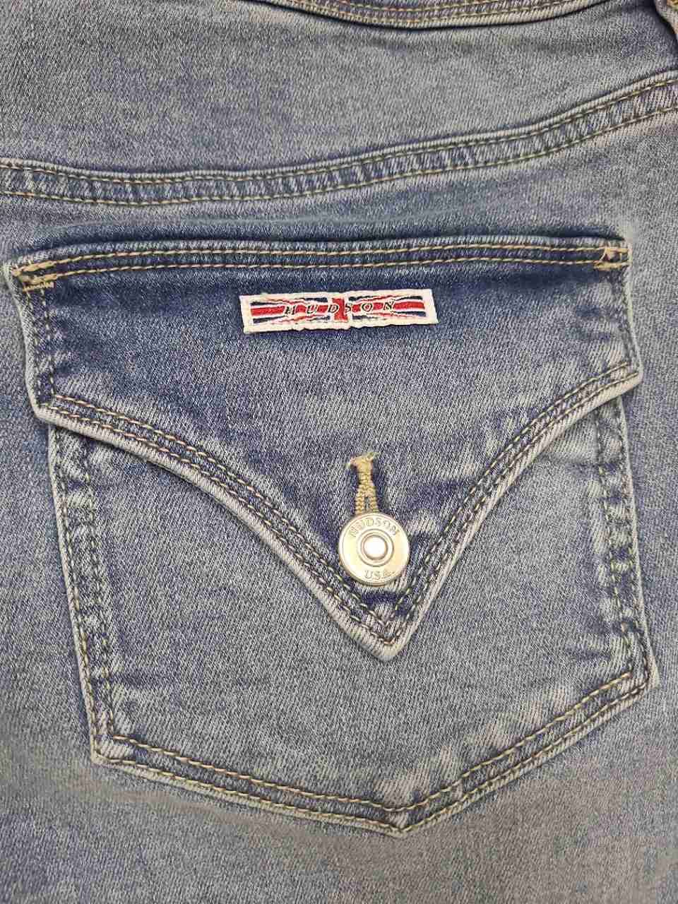 Hudson Women's Light Wash Signature Flap Pocket Straight Leg Jeans Sz 12