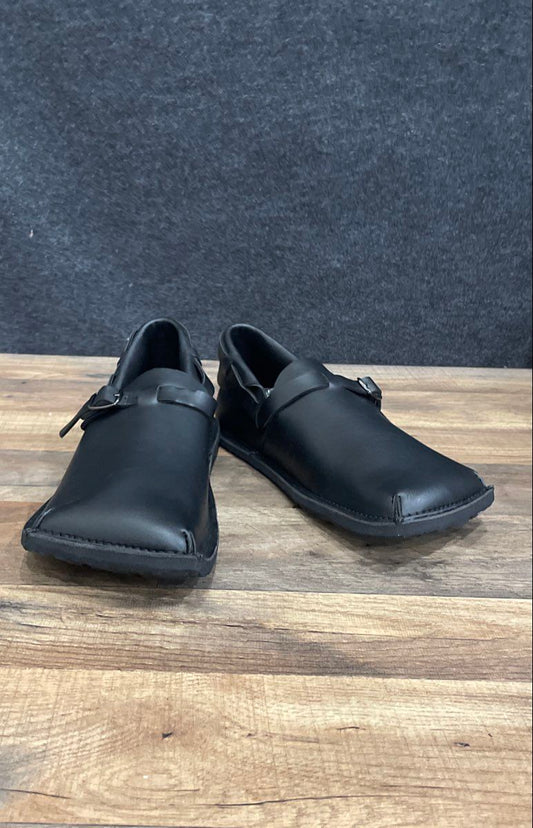 Fashion Black Leather Monk Strap Buckle Slip-On Shoes Men's Size 46 EU US 12