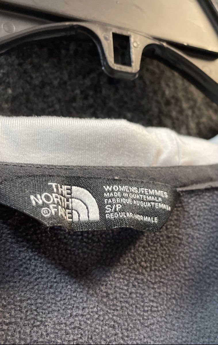 The North Face Women's Full Zip Hoodie Jacket Gray Mint Green Raglan Logo Sz S
