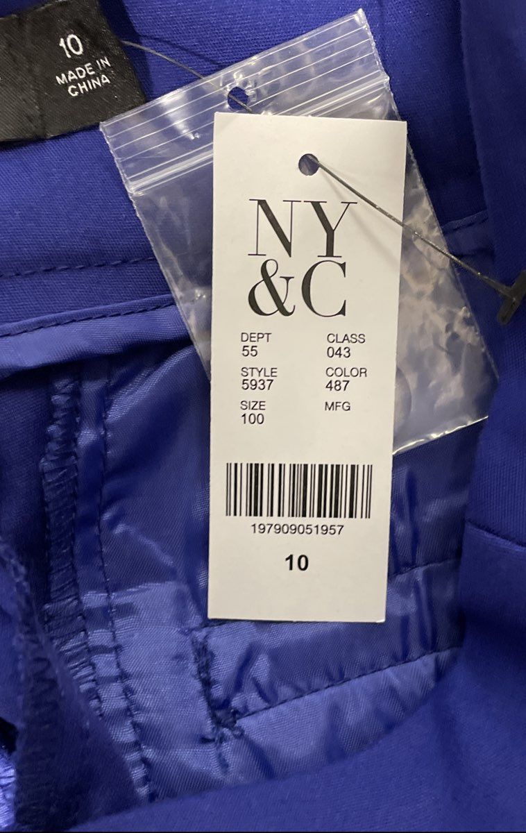 New York & Company Women's Royal Blue Wide Leg Cotton Blend Pants Sz 10 NWT