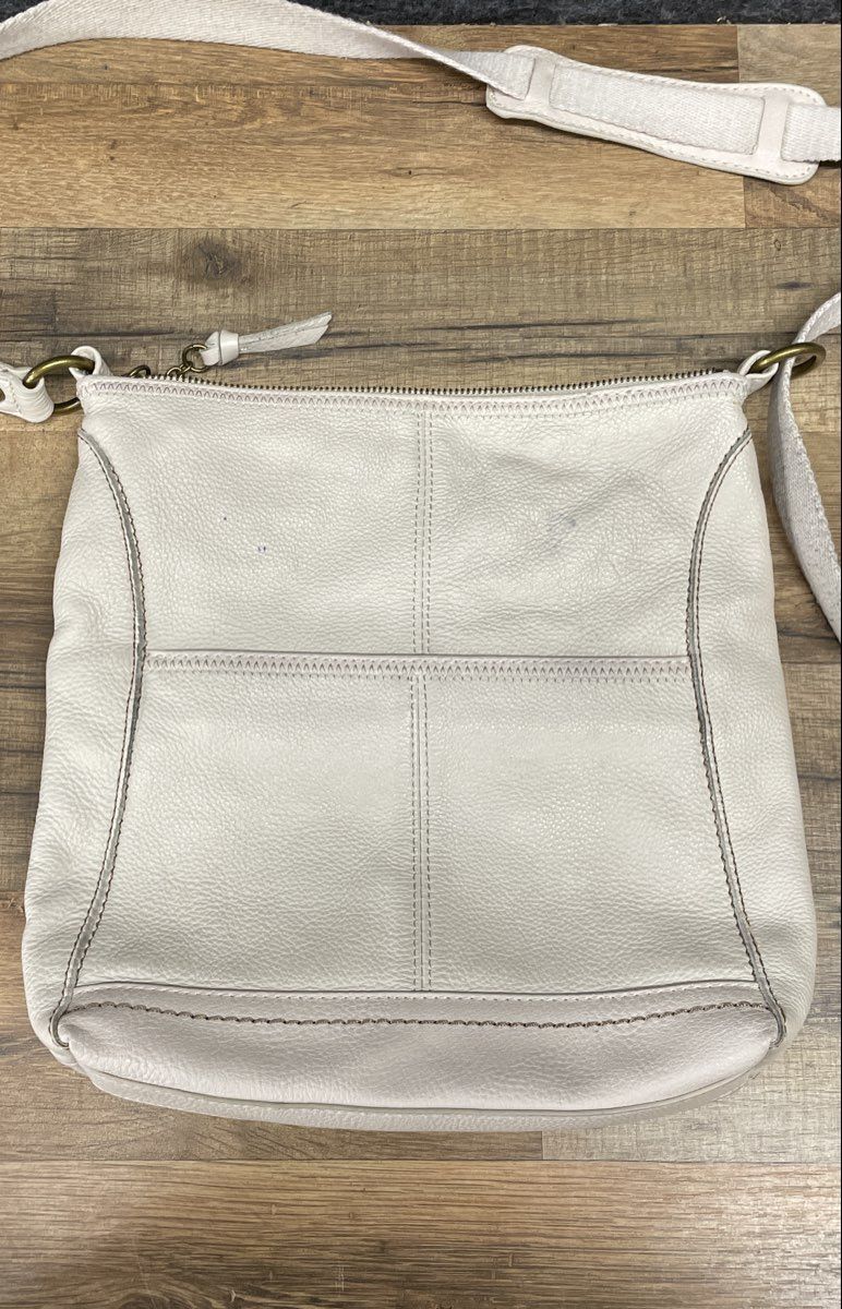 The Sak White Pebbled Leather Crossbody Bag Medium Brass Hardware