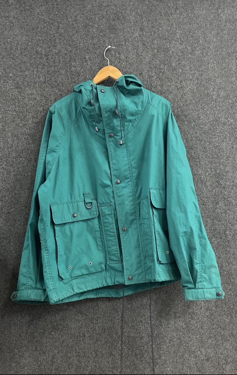 Vintage 90s Towne London Fog Hooded Utility Safari Jacket Teal Green Sz L REG