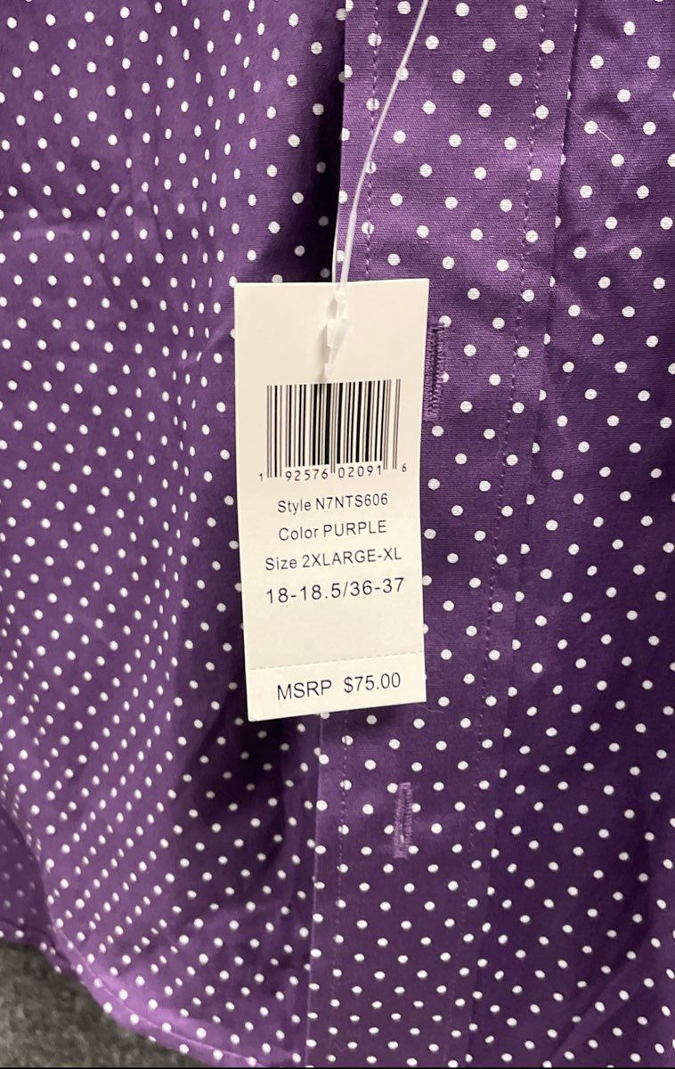 Nick Graham Men's Purple Polka Dot Stretch Slim Fit Shirt NWT 18-18.5 36-37
