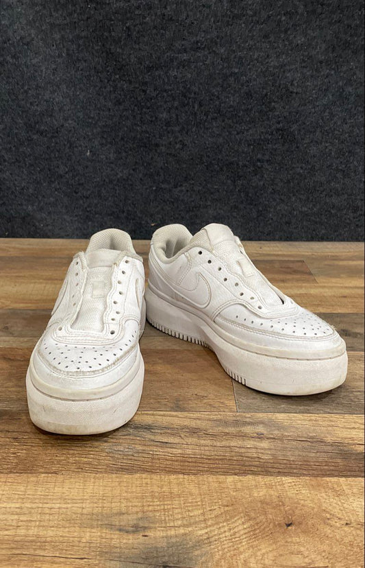Nike Court Vision Alta LTR Triple White Platform Sneakers Women's Size 7