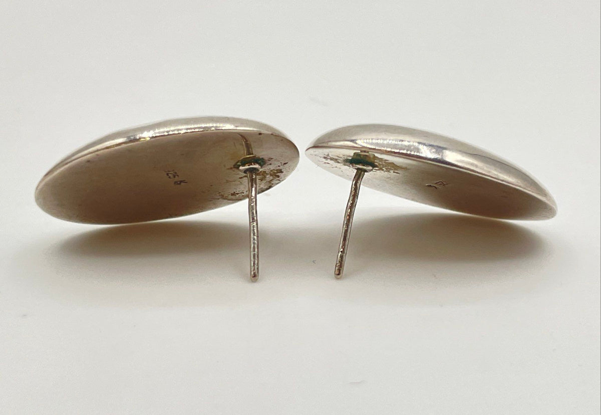 925 Sterling Silver Oval Dome Stud Earrings 5.9g