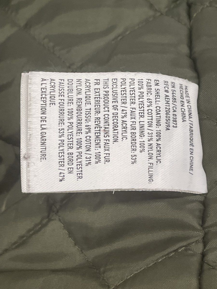 American Eagle Women's Olive Sherpa Hooded Faux Fur Trim Parka Jacket Sz S