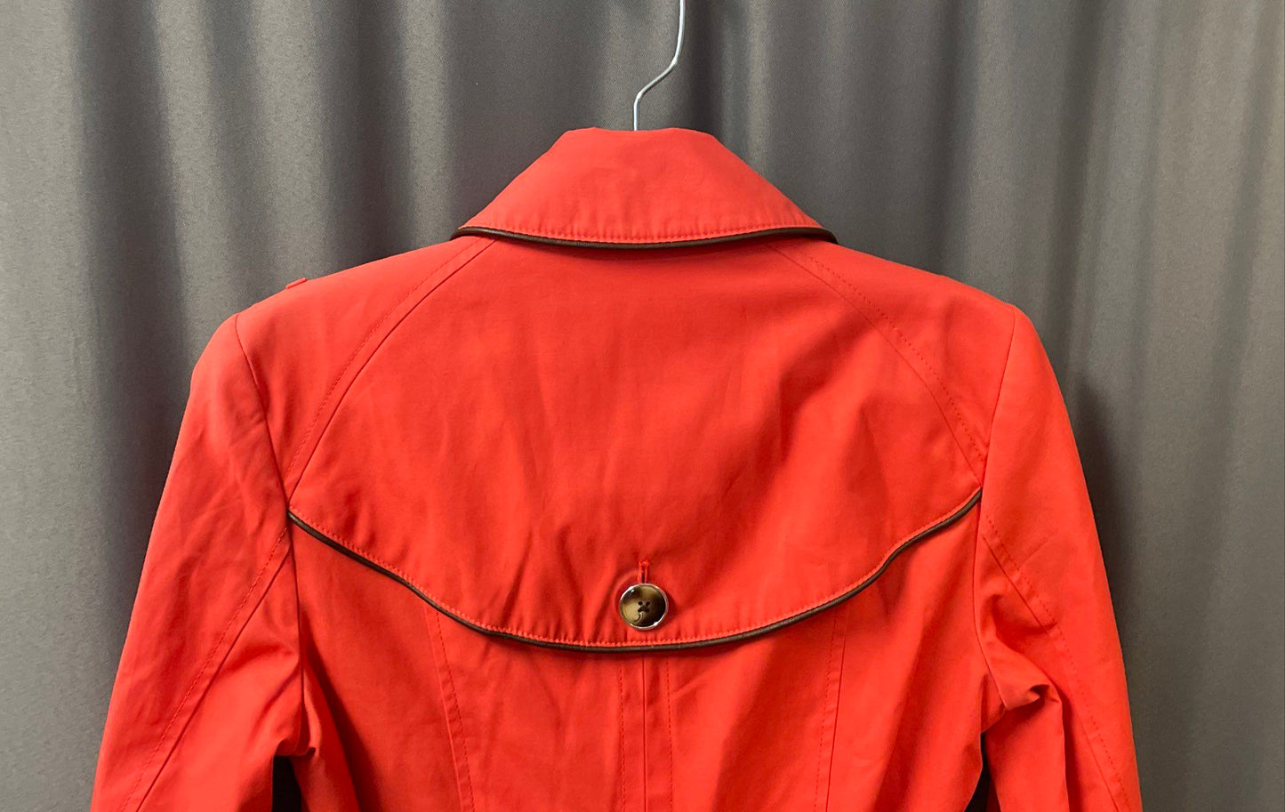 Black Rivet Women's Red Orange Double Breasted Belted Trench Jacket Sz S