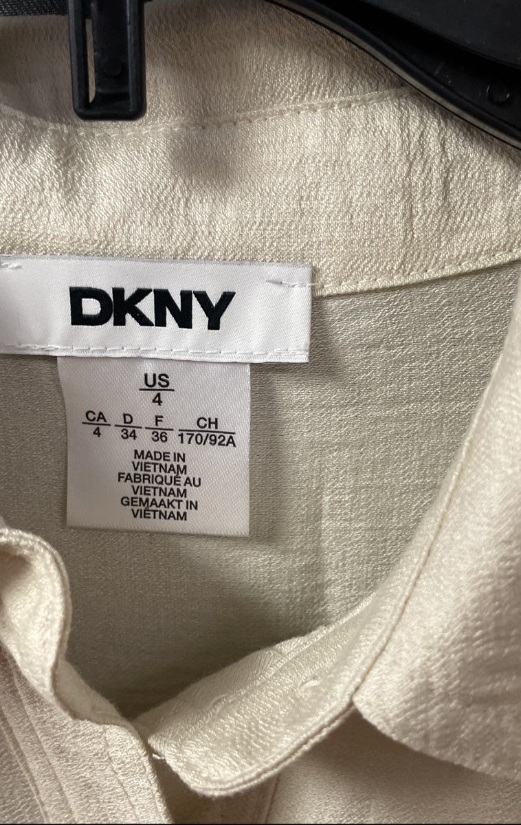 DKNY Women's Beige Lyocell Blend Grommet Belted Button-Up Dress Sz 4 NWT