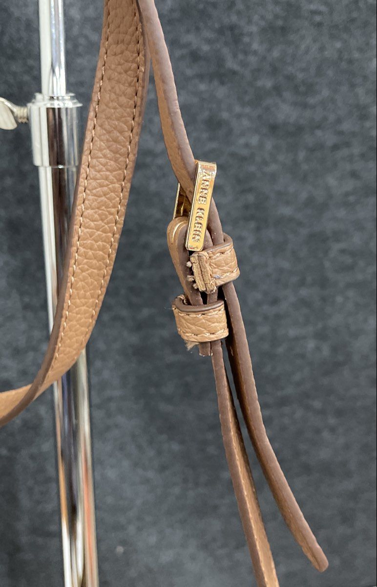Anne Klein Coffee Brown Pebbled Crossbody Bag Gold Hardware Charms