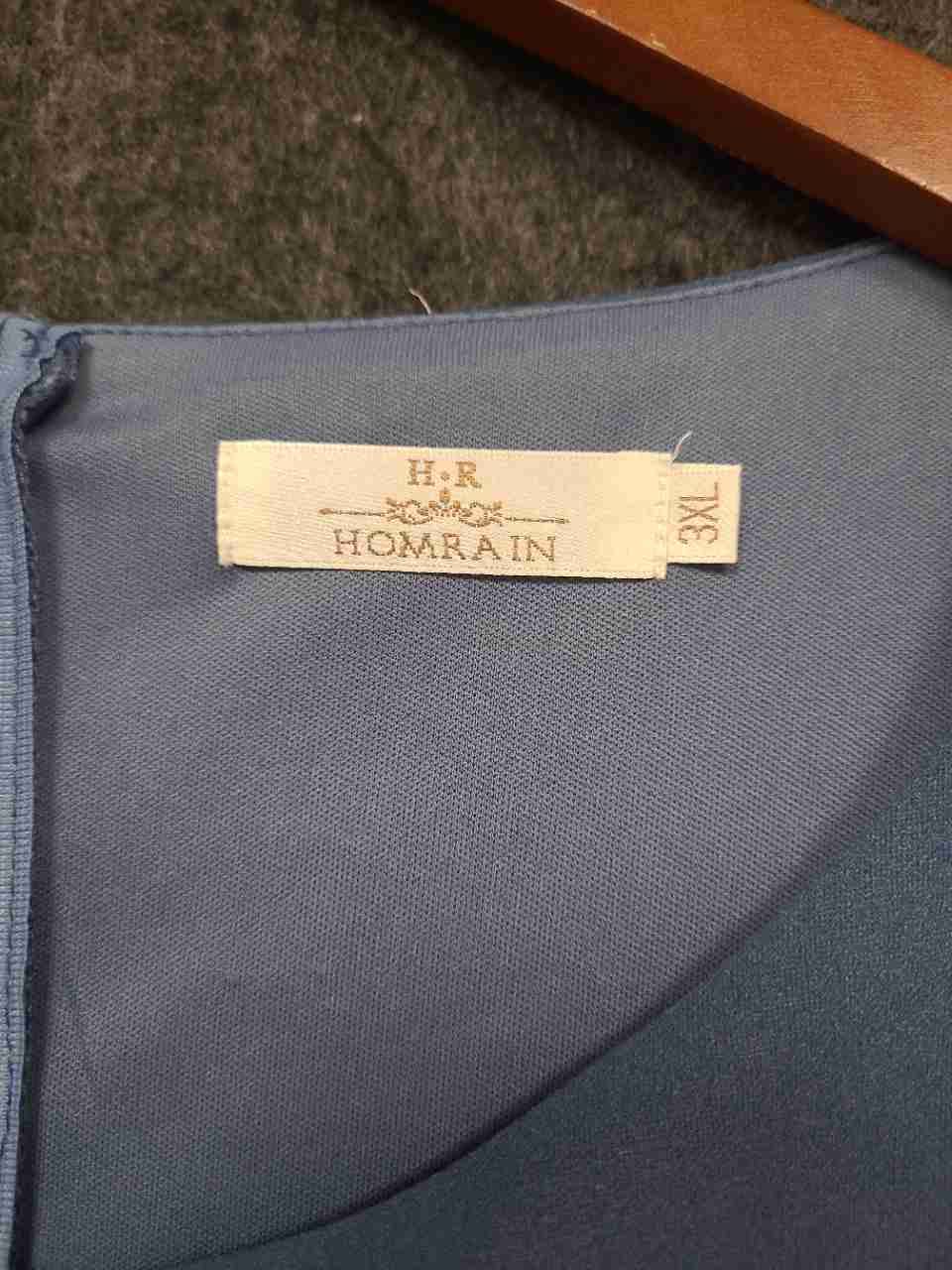 Homrain Women's Blue Bell Sleeve Ruffle A-Line Stretch Dress Sz 3XL