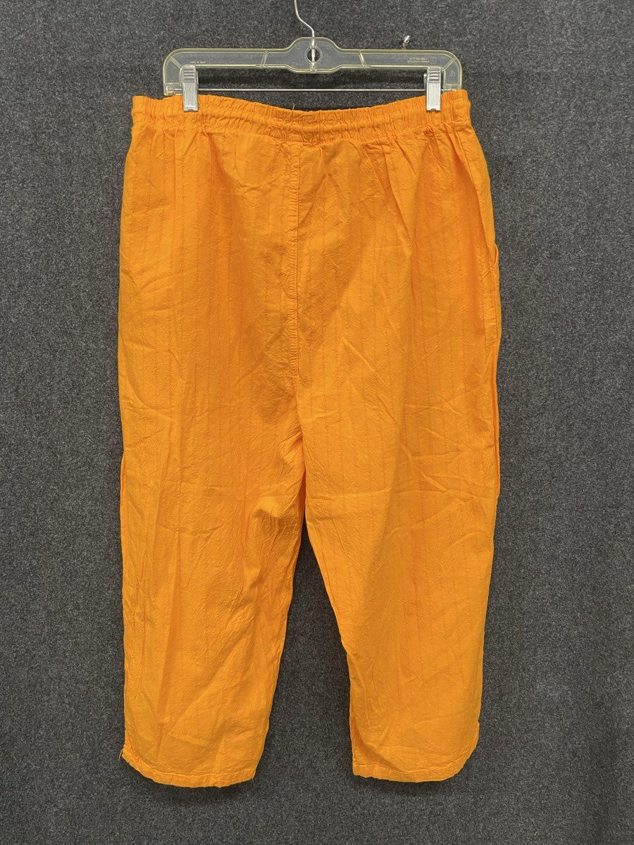 Ragton USA Women's Orange Textured Cotton Elastic Waist Pants Vintage 90s Sz 2XL