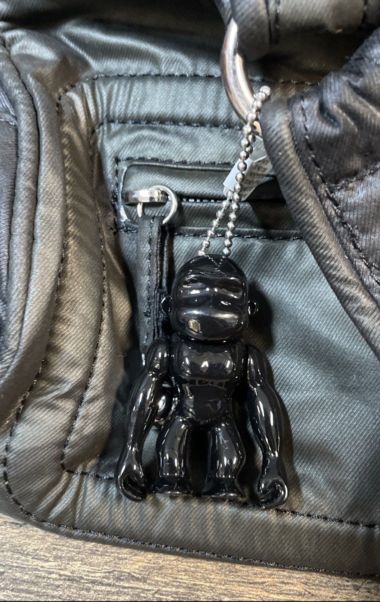 Kipling Black Nylon Satchel Crossbody Bag with Monkey Keychain Silver Hardware