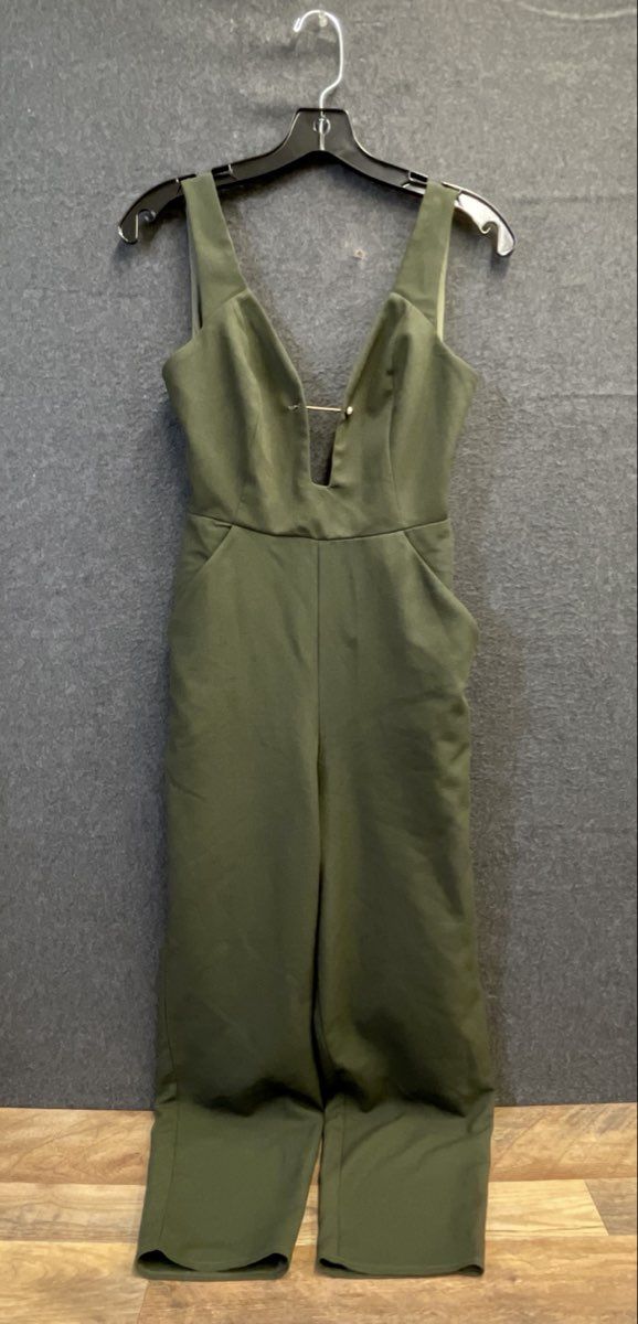 ASOS Women's Green Plunge Neck Bar Detail Sleeveless Jumpsuit Sz 6 NWT