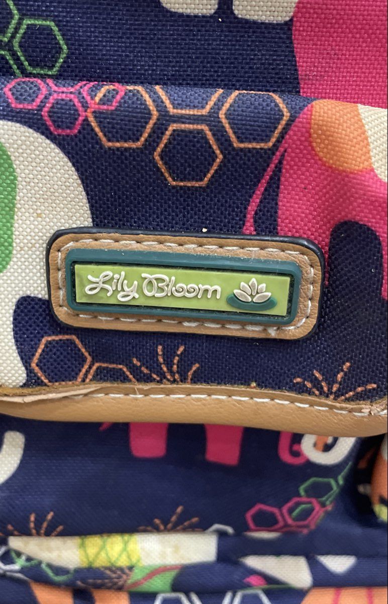 Lily Bloom Multicolored Elephant Print Canvas Shoulder Bag Crossbody Purse