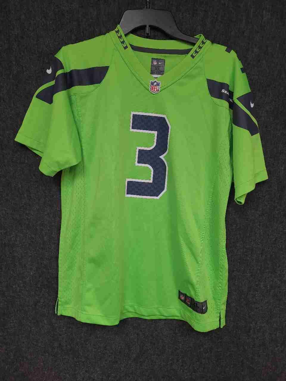 Nike Boys Seattle Seahawks Russell Wilson #3 Action Green NFL Jersey Youth XL