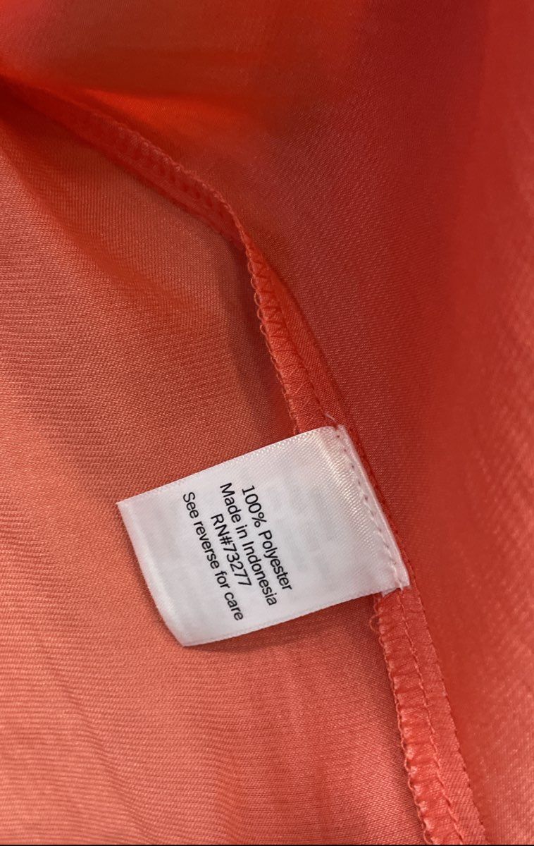 Nine West Women's Coral Orange Textured Short Sleeve Button Down Blouse Sz L NWT