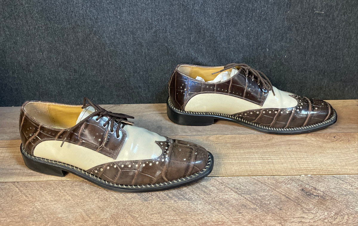Fortune from Liberty Brown White Leather Wingtip Spectator Brogue Shoes Size 9