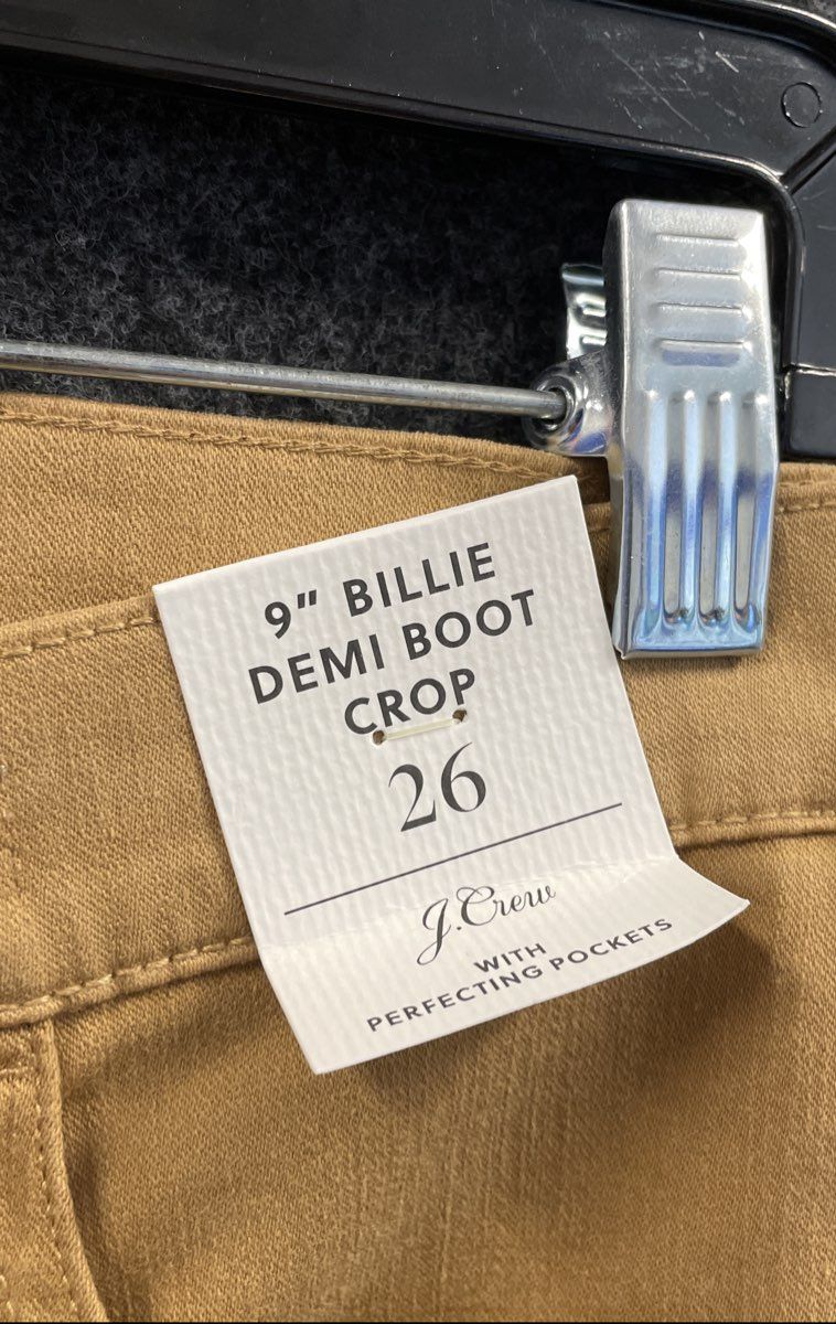 J.Crew Women's 9" Billie Demi Boot Crop Brown Pants Stretch NWT Sz 26