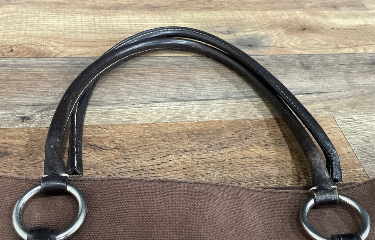 Banana Republic Brown Canvas Large Tote Bag Leather Handles Silver Hardware