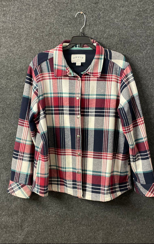 Orvis Women's Fleece-Lined Flannel Shirt Jacket Multicolor Plaid Sz XXL