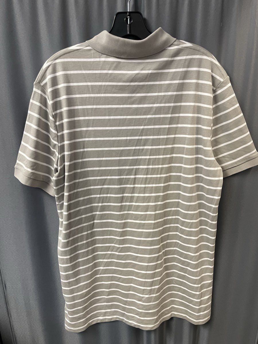 Polo Ralph Lauren Men's Grey White Striped Classic Fit Cotton Polo Shirt Sz M