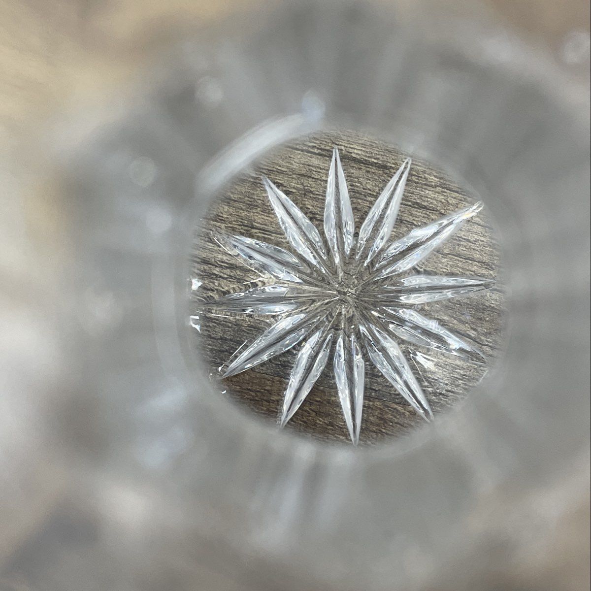 Vintage Cut Lead Crystal Decanter w/ Stopper Diamond & Star Pattern Barware 11"