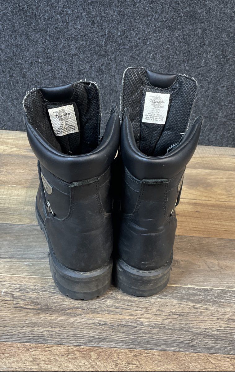 Milwaukee MB440 Black Leather Front Zip Motorcycle Boots Men's Size 10D