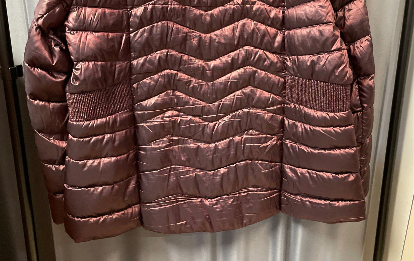 A.N.A. Women's Packable Down Coat Burgundy Chevron Quilted Size 3X