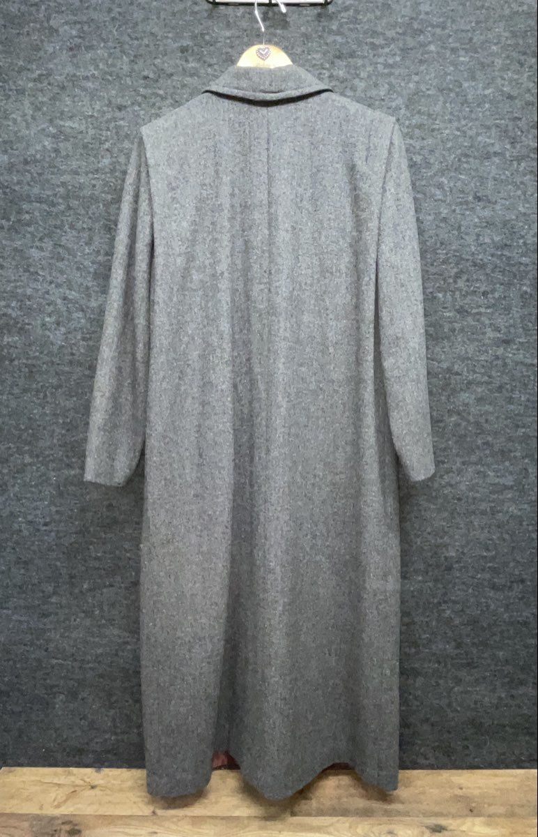 J. Hilary Women's Vintage 90s Gray Long Overcoat Notched Lapel M