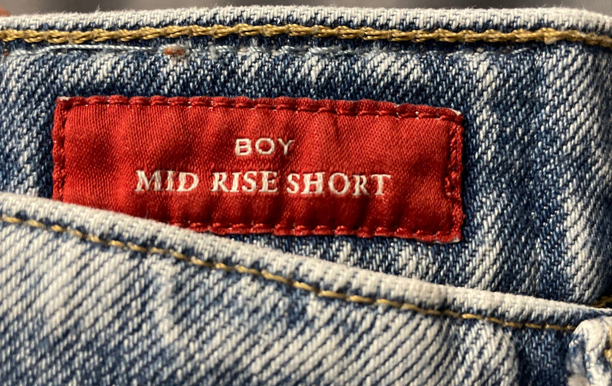 Lucky Brand Women's Boy Mid Rise Distressed Denim Shorts Graphic Skeleton 8/29