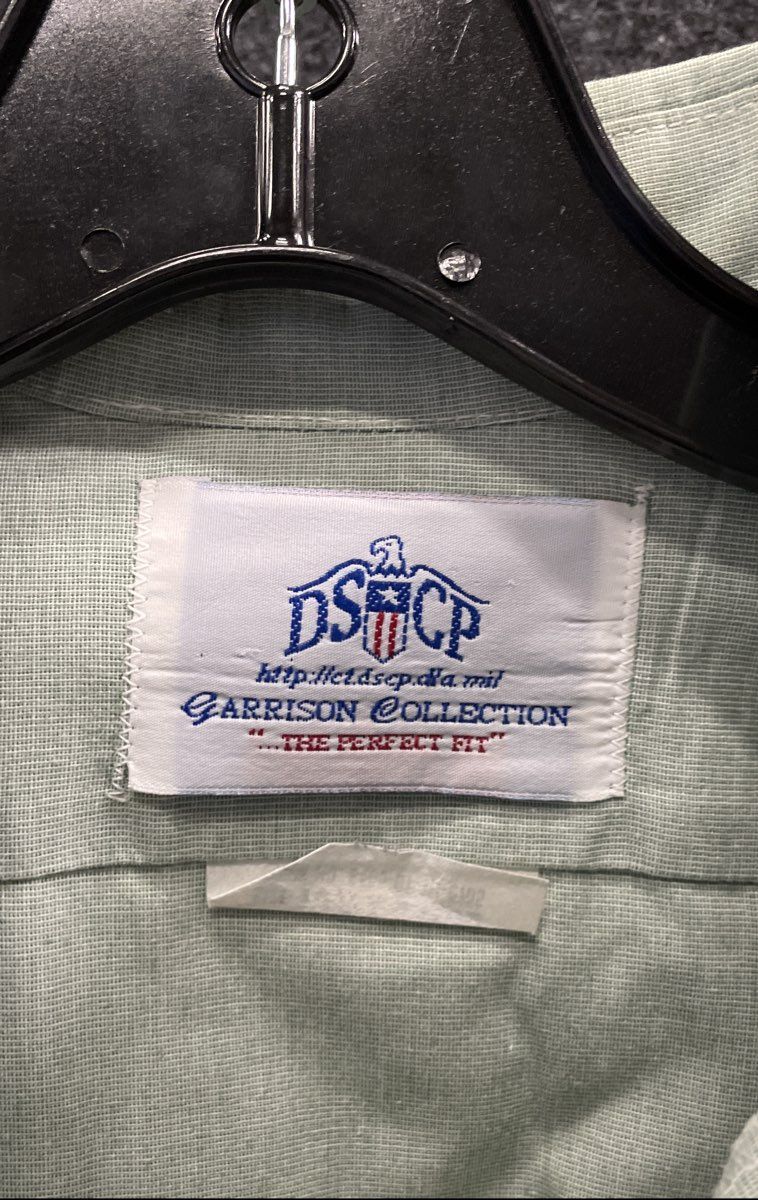 DSCP Men's Green Long Sleeve Dress Shirt US Army AG-415 Garrison Collection 15.5