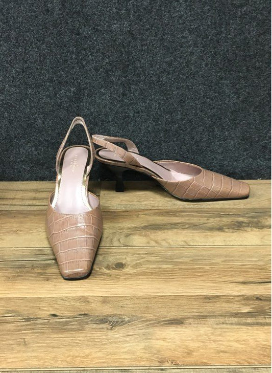 Liz Claiborne Flex Taupe Croc Embossed Slingback Kitten Heel Pumps Size 8M