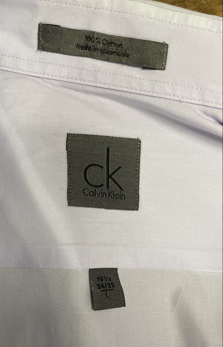 Calvin Klein Men's Lavender Long Sleeve Cotton Dress Shirt Sz 16.5 34/35