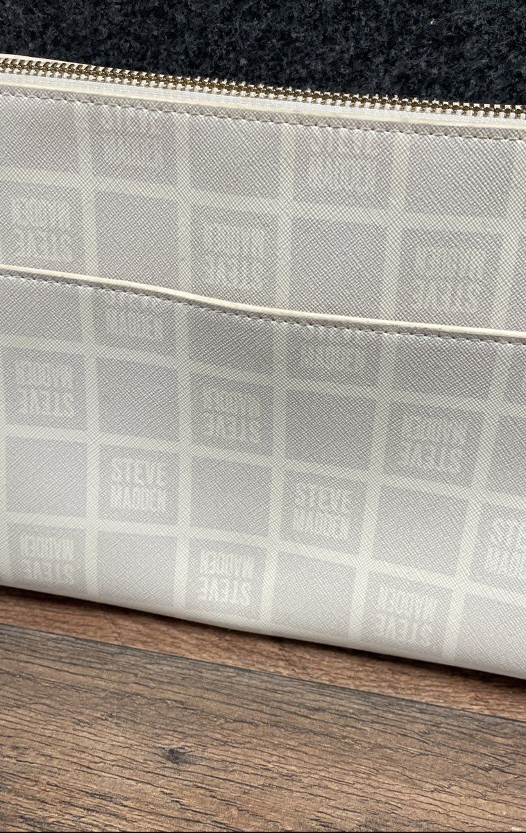 Steve Madden White Monogram Logo Crossbody Bag Gold Tone Hardware