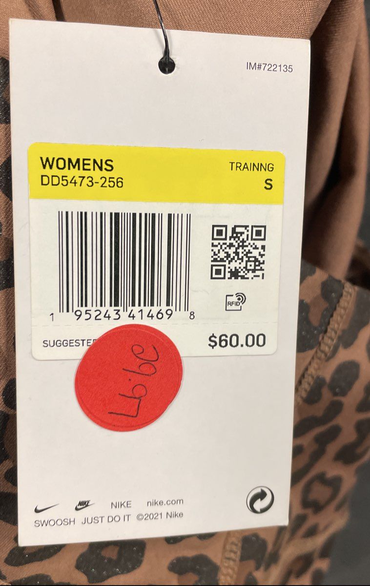 Nike Women's One Leopard Print Mid Rise Training Leggings Brown Sz S NWT