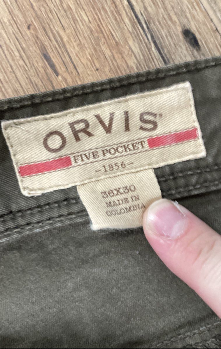 Orvis Men's Green Five Pocket Stretch Cotton Chino Pants Sz 36x30