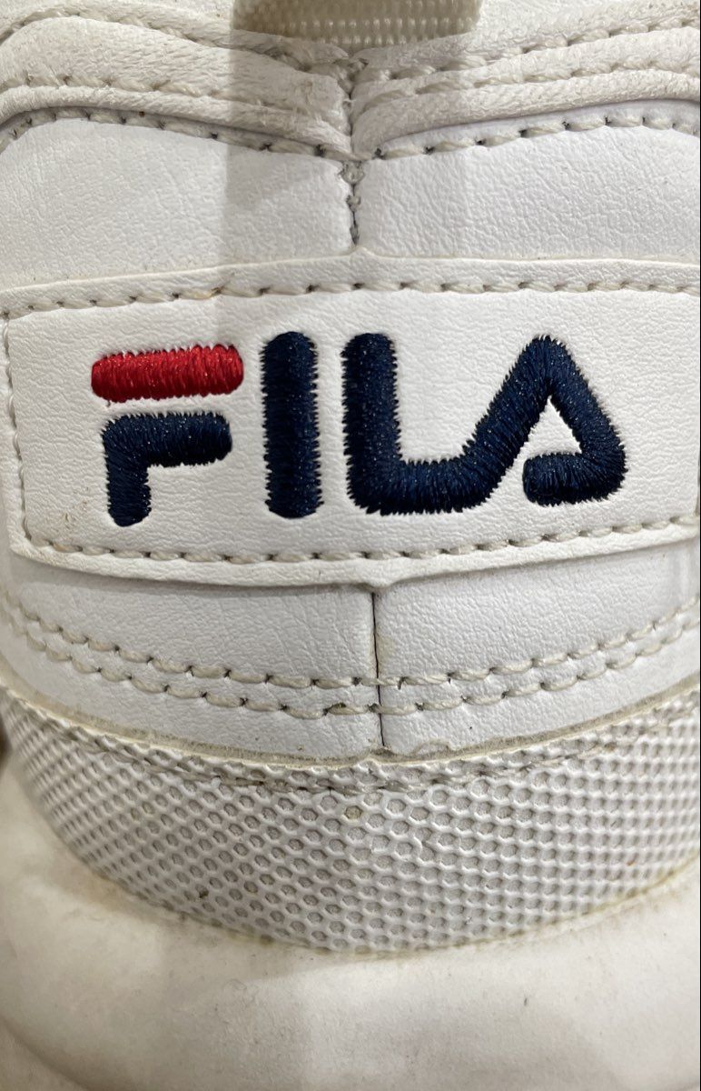 Fila Disruptor II Premium White Navy Red Chunky Sneakers Women's Size 7