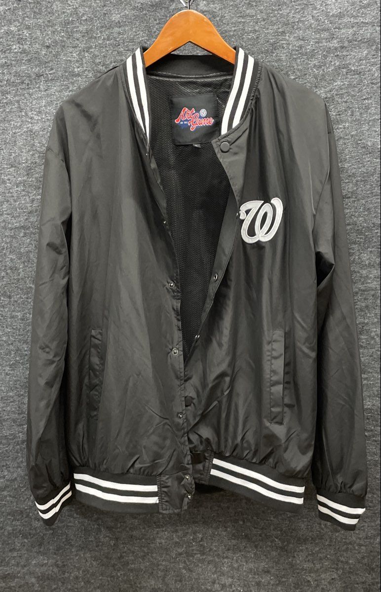 Art of the Game Washington Nationals Men's Black Snap Front Bomber Jacket Sz L