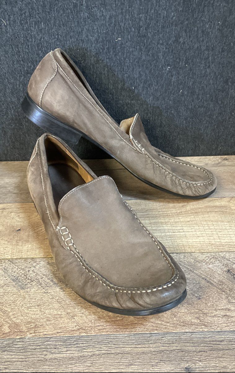 Johnston & Murphy Chocolate Brown Sheepskin Moc Toe Loafers Men's Size 10.5